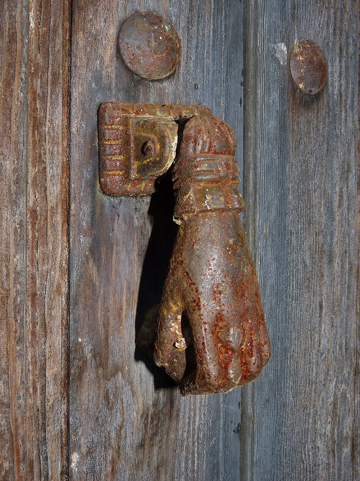 passepartout, roko, stara vrata, lesa, železa