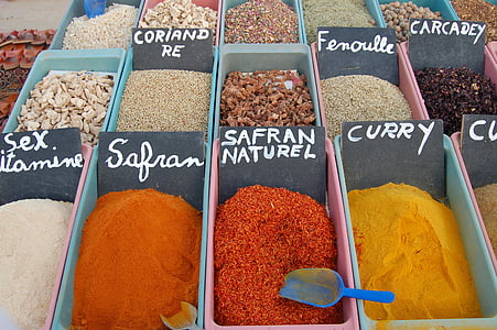 koření, trh, Tunisko, Orientální, bylinky, Spice trhu, vůně