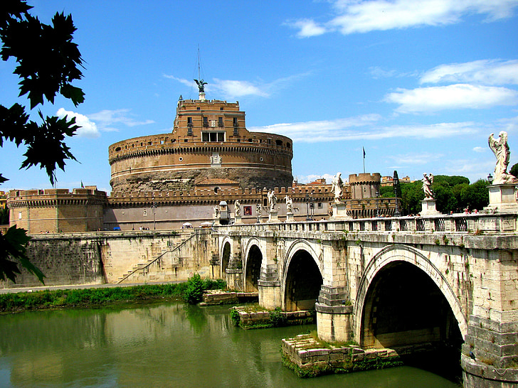 Róma, Castle, Olaszország, építészet, híd, város, római