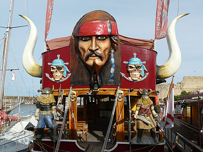 pirata, de la nave, Puerto, Chipre, barco pirata, arranque
