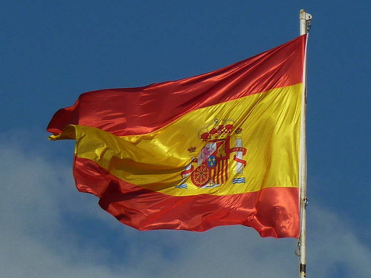 Spagna, bandiera, cielo, flutter, simbolo, colori nazionali
