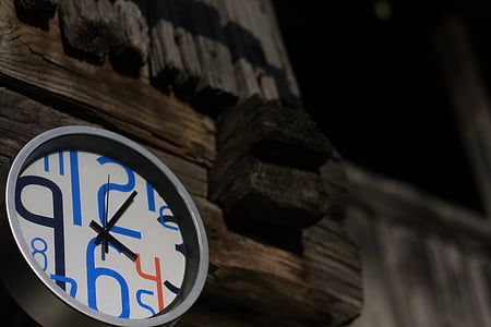 horloge, mur, en bois, temps, secondes, visage d’horloge, montre