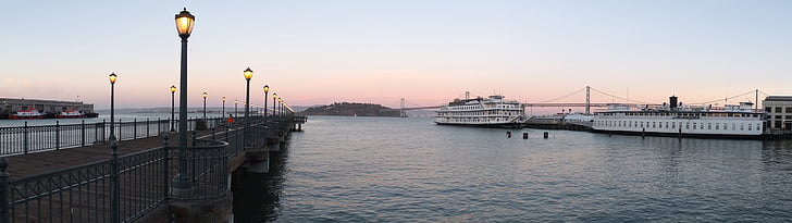 San francisco, Verenigde Staten, poort, schip, boot, Pier, zonsondergang