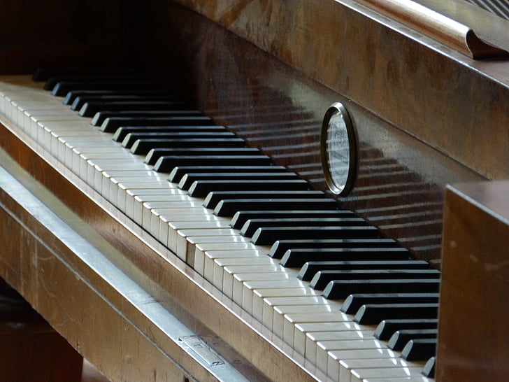 pianoforte, vecchio, storicamente, Castello ribbek, musica, chiavi, strumento