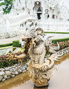 witte tempel, Chiang rai, Thailand, Azië, het platform, standbeeld, culturen