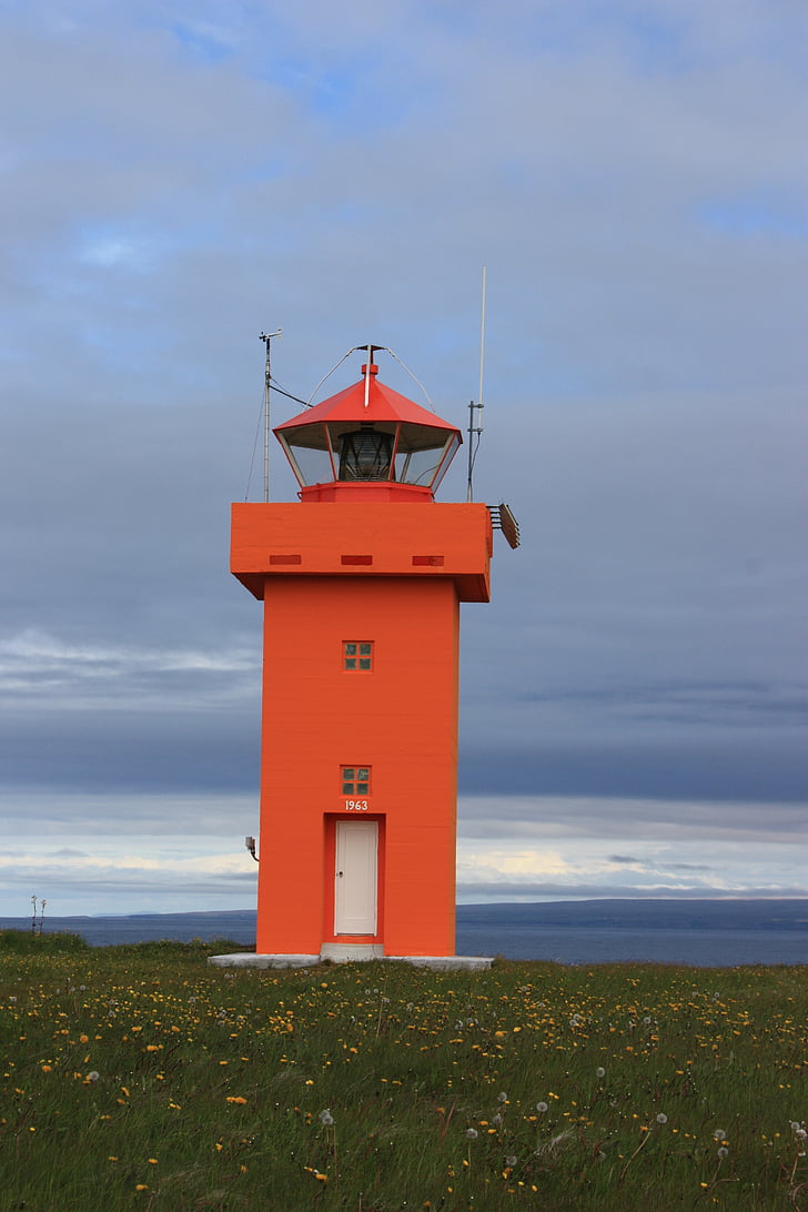 Island, Lighthouse, červená