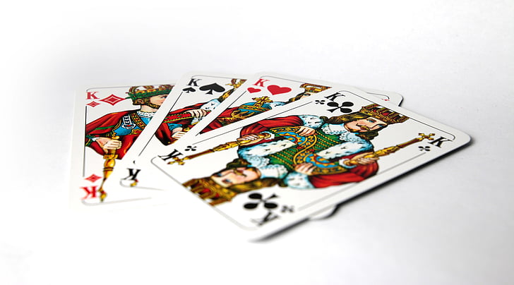rei, pòquer, quatre, quatre reis, targetes, joc de cartes, jugar