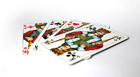 rei, pòquer, quatre, quatre reis, targetes, joc de cartes, jugar