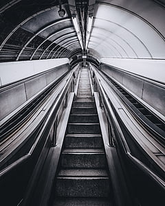 gray, subway, staircase, stairway, underground, futuristic, steps