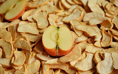 Apple, kuivatatud õunad, kuivatatud puuviljad, kuivatatud, õuna viilud, puu, ketas