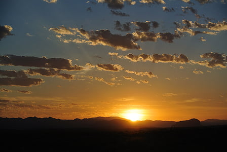 日の出, 自然, 風景, 砂漠, アリゾナ州, アウトドア, パノラマ