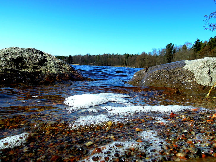 finnish, water, pond, lake, beach, landscape, sky