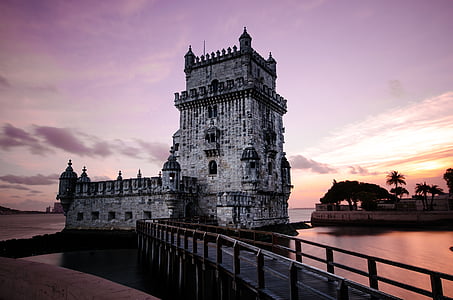 Belem, Bridge, slott, fort, Lissabon, gamla, tornet
