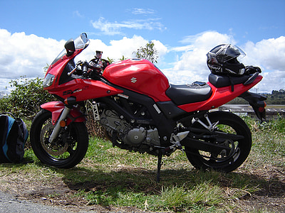 moto, Suzuki, moto, SV 650, vermelho, bicicleta