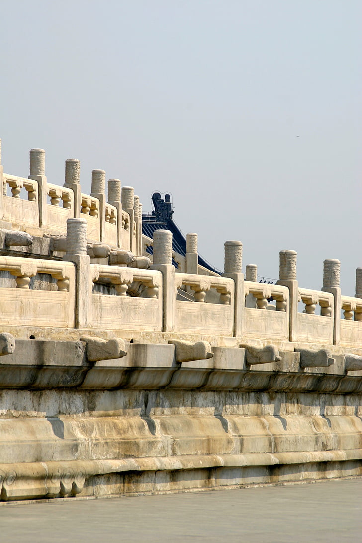 balustrada, balcó, paret, sol, Temple, Xina