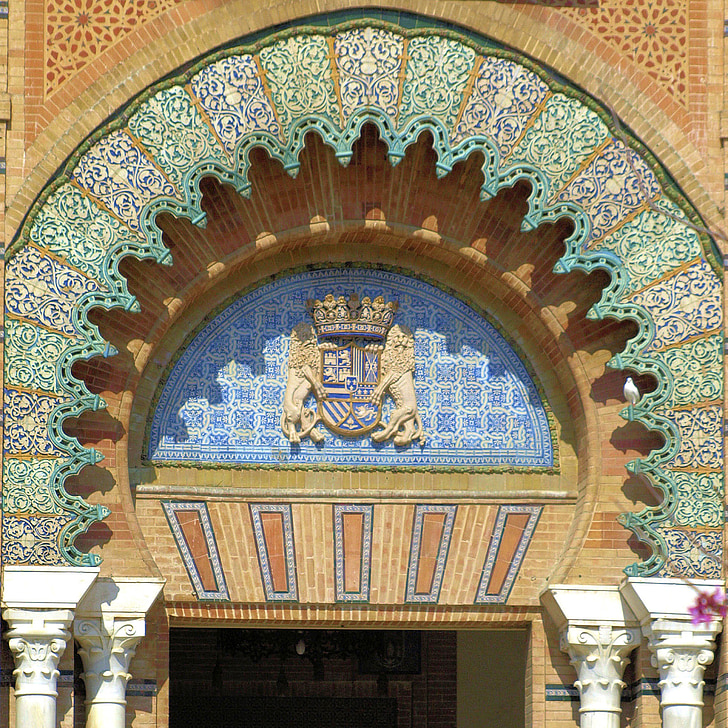 puerta, arco, cerámica, entrada, España, columnas, Portal
