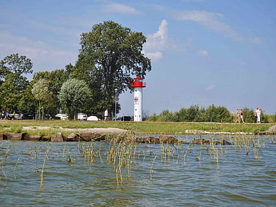 lighthouse, baltic sea, tower, coast, summer, landscape, beach