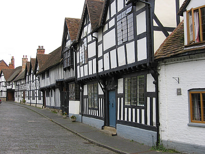 Stratford, amb entramat de fusta, edificis, medieval, carrer major, Warwickshire, Anglaterra