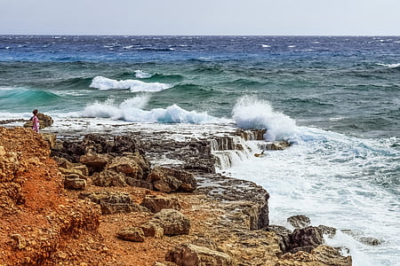 akmeņains krasts, viļņi, krasts, jūra, klints, avārijas, vējš