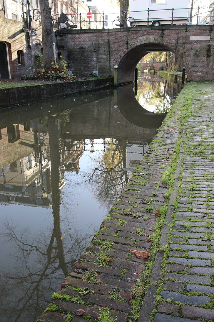kanāls, ūdens, tilts, Nīderlande, atspoguļojot, upes, tilts - vīrs lika struktūra