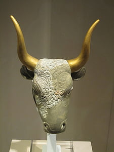 greece, bull, animal, sculpture, art