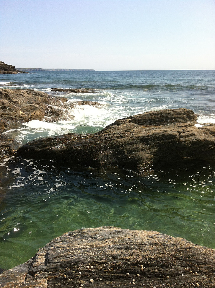 海, 岩, 海岸線, 海岸, 夏, ビーチ, 水
