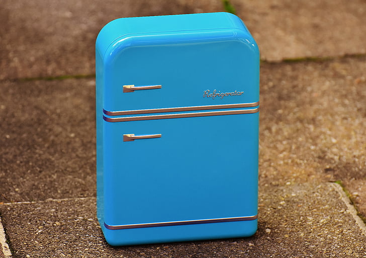 lednice, krabice, švestkách, modrá, skladování, Tin can, list