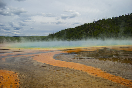 grand, prismatic, yellowstone, spring, hot, national, park
