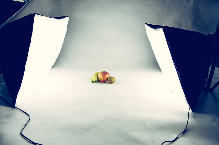 Apple, banane, cibo, fotografia di Food, frutta, luci, Studio