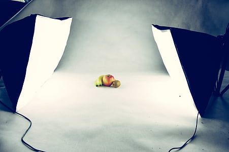 Apple, bananas, comida, fotografia de alimentos, frutas, luzes, Studio