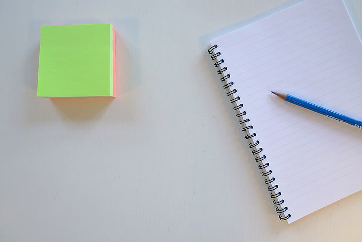 Sticky, Opmerking, papier, Notebook, potlood, werk, Bureau
