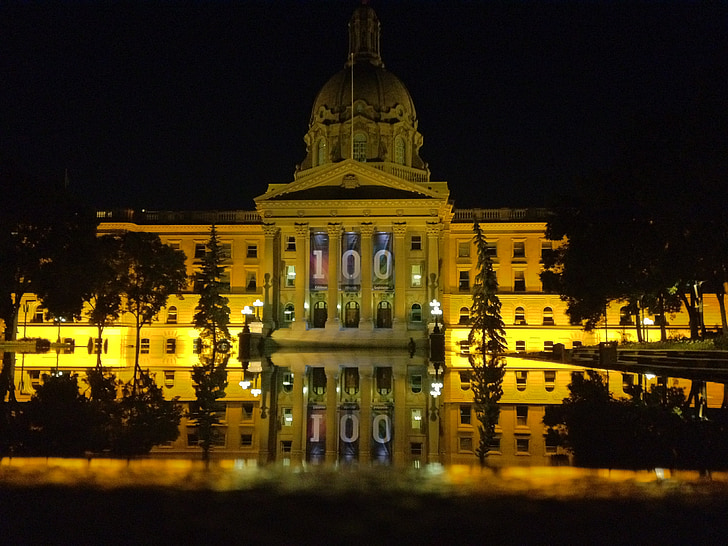 poder legislativo, reflexão, Edmonton, arquitetura, Marco, edifício, projeto de arquitetura