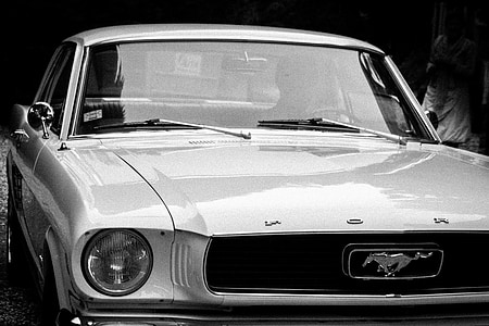 Ford, Mustang, voiture, automobile, blanc, vieux, brillant