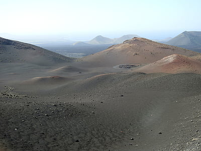 bidang lava, pemandangan gunung berapi, Timanfaya, Lanzarote, Gunung berapi, Kepulauan Canary, alam