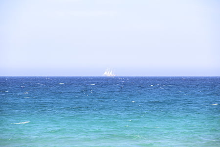 βάρκα, ορίζοντα, στη θάλασσα