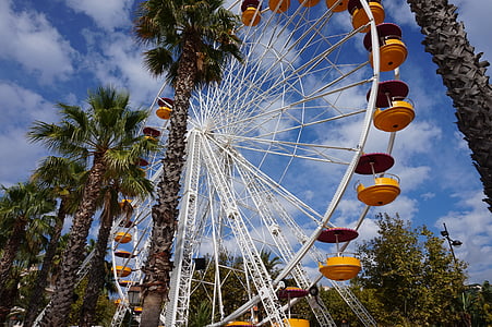 palm trees, mediterranean, ferris Wheel, fun, amusement Park Ride, wheel, outdoors