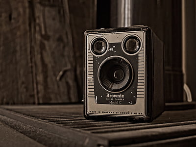 Vintage, cámara, Kodak, Brownie, caja, Six-20, sepia