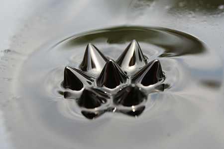flydende, ferrofluid, pigge, 7, makro, magnet, skinnende