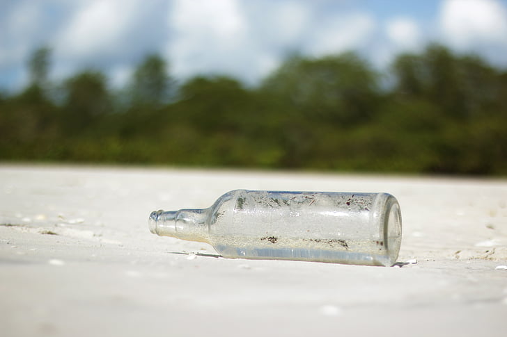 bottle, beach, mar, sand