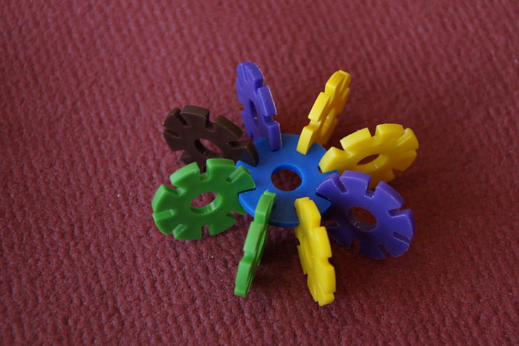 Anslut blomma, leksaker, stapling spel, barnleksaker, färgglada, spela, plast