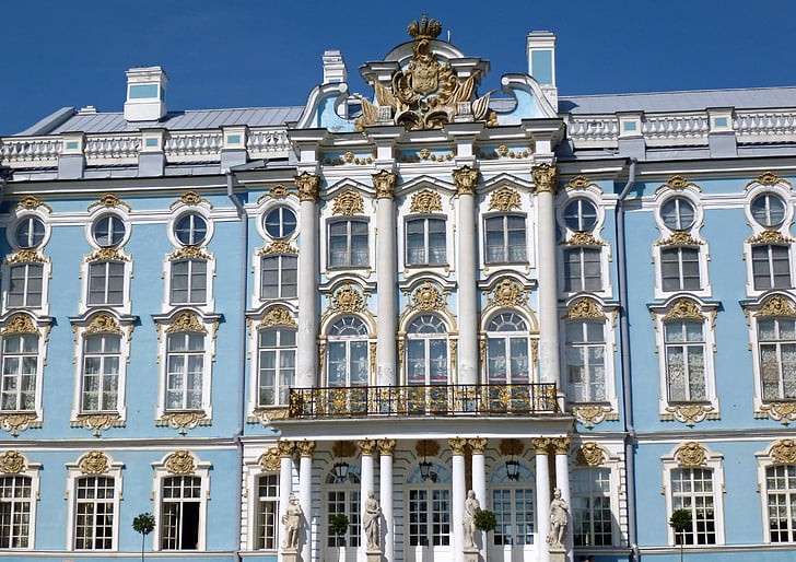 Katarinas palace, Sankt petersburg, delvisning, St. petersburg, Russland, arkitektur, steder av interesse