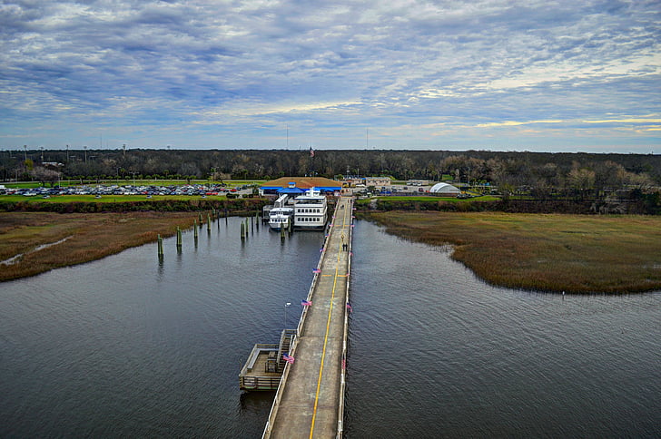 dock, water, landscape, ferry, sky, pier, summer