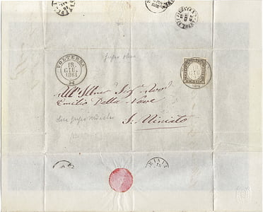 юни, карта, ретро, писмо, печат, 1861, Сардиния Волтера