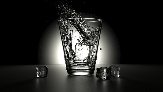 representación, vidrio, agua, negro