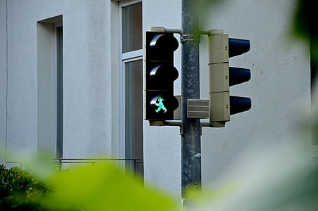 zelený semafor, dopravní světla, Lávka, muži, zelená, Přejít, skrytý