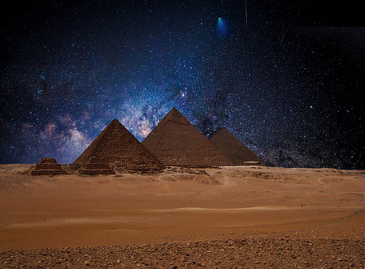 estrella, cel de nit, piràmides, Egipte, cel estrellat, cel, estat d'ànim
