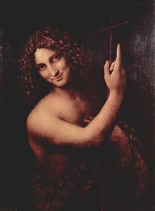 Saint jean Baptiste, Leonardo da vinci, 1513-1516, pittura, olio su legno, della plancia noce, Croce