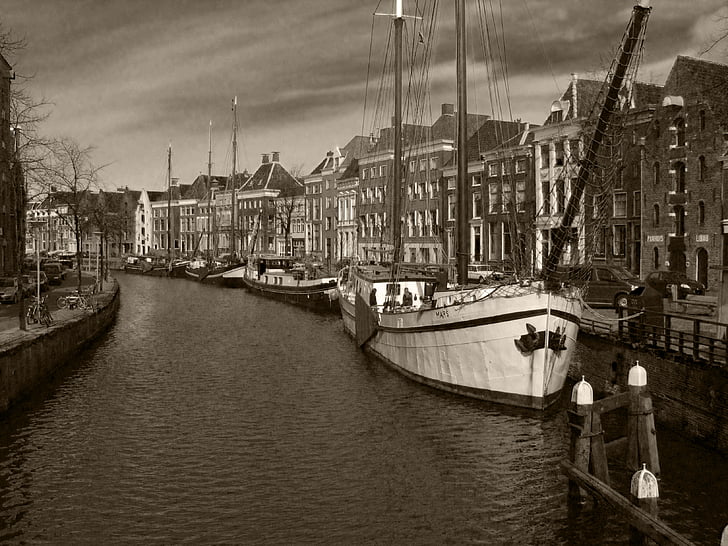 båtar, Canal, historiska, historia, segelbåtar, nautiska fartyg, arkitektur