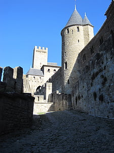 Carcassonne, Castelo, forte, Castelo medieval, medieval, baluartes, França