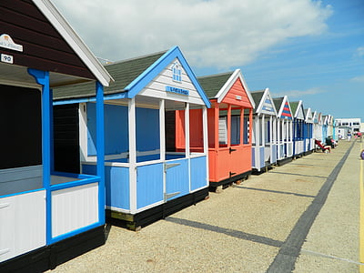 Cabana de platja, Southwold, Suffolk, platja, bany, Anglaterra, al costat del mar